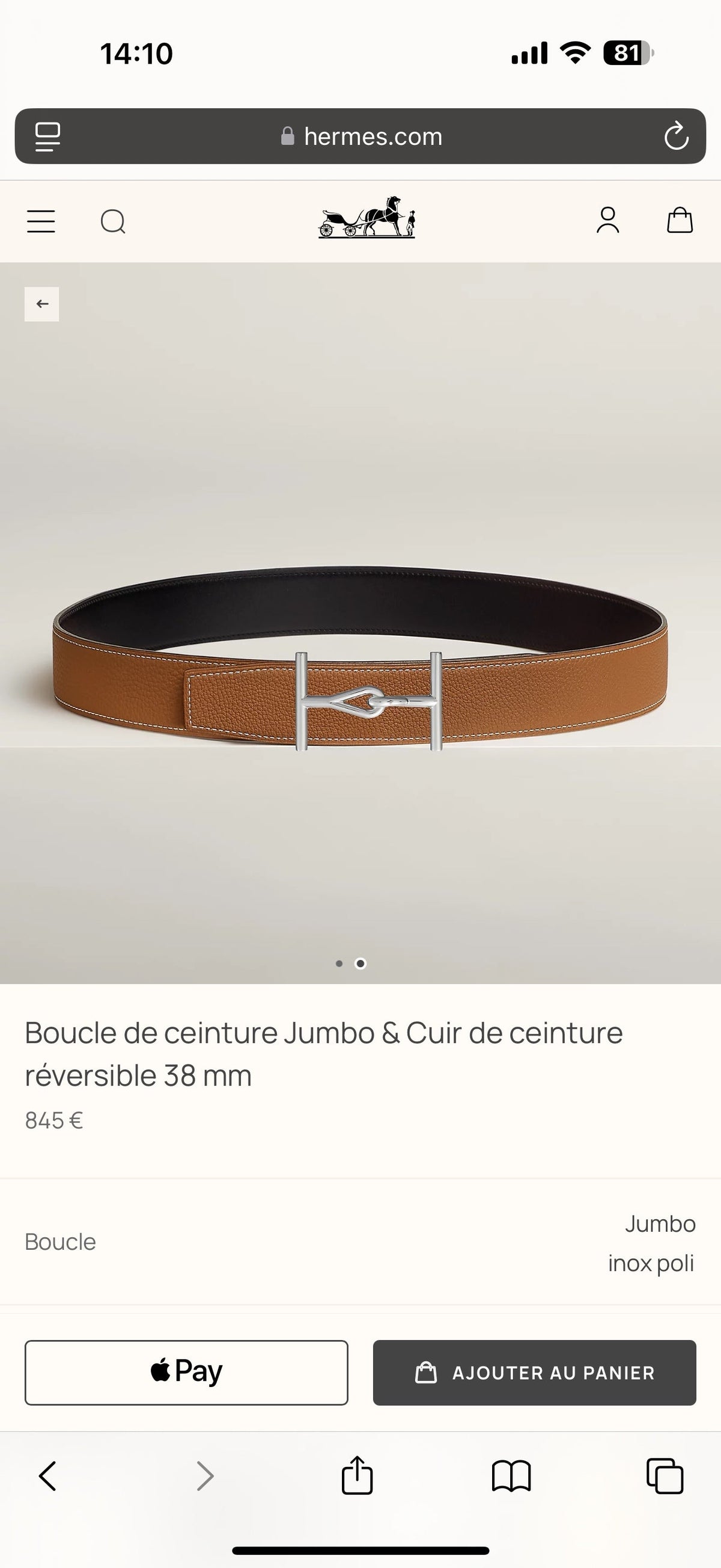HM Jumbo Buckle Belt 38mm Brown Black Leather 187559