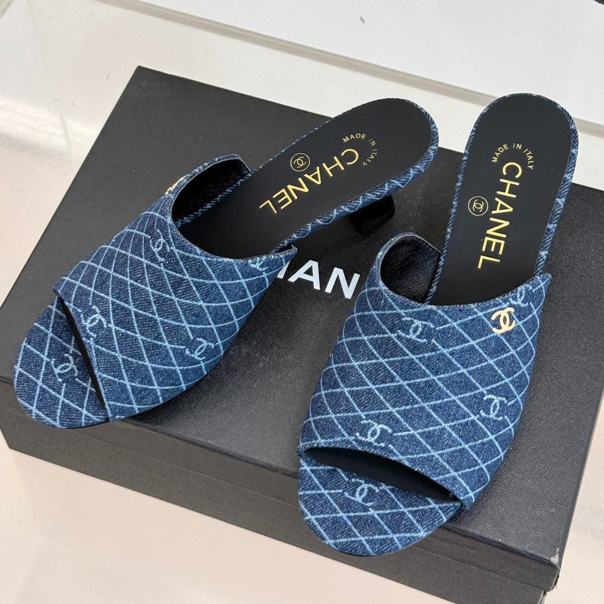 CC 26 Sandal Blue Denim Fabric Sheepskin 609964