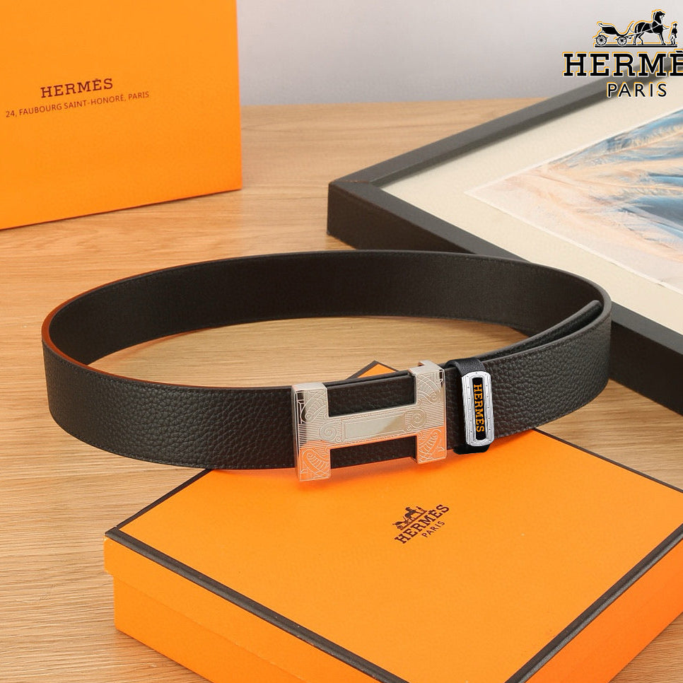 HM Constance Belt 38mm Black Togo Leather 619664