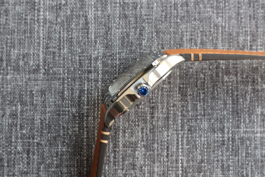 SANTOS 34MM STEEL CASE BROWN LEATHER