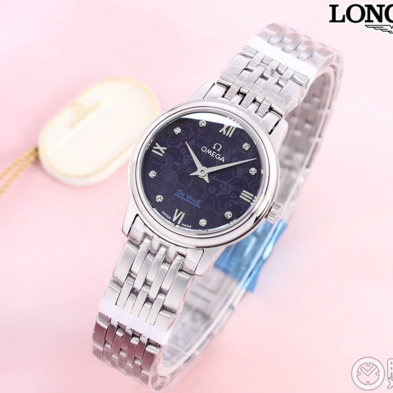 DEVILLE PRESTIGE 28MM QUARTZ BLUE DIAL DIAMOND NUMERALS