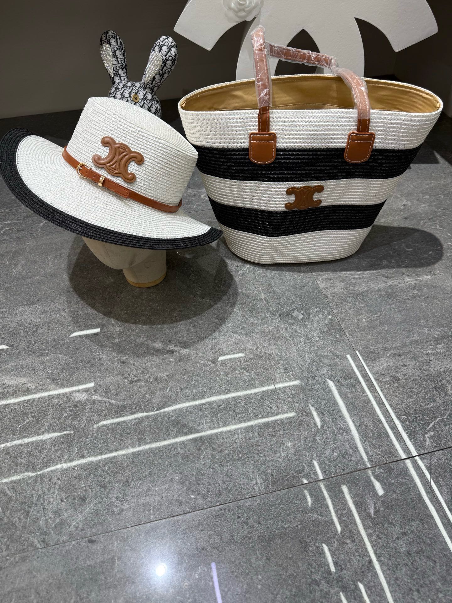 Celine Tote Bag & Hat Set Plant Grass 209745