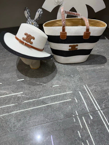 Celine Tote Bag & Hat Set Plant Grass 209745