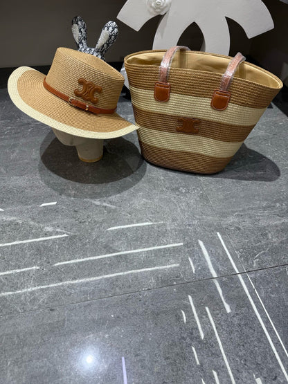 Celine Tote Bag & Hat Set Plant Grass 209745