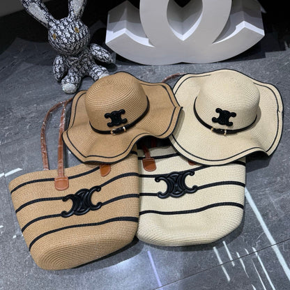 Celine Tote Bag & Hat Set Plant Grass 209736