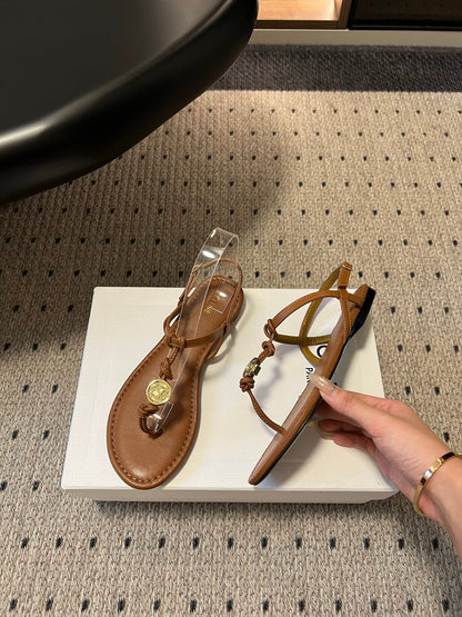 Celine 26ss Penny Thong Flat Sandals Goatskin Leather