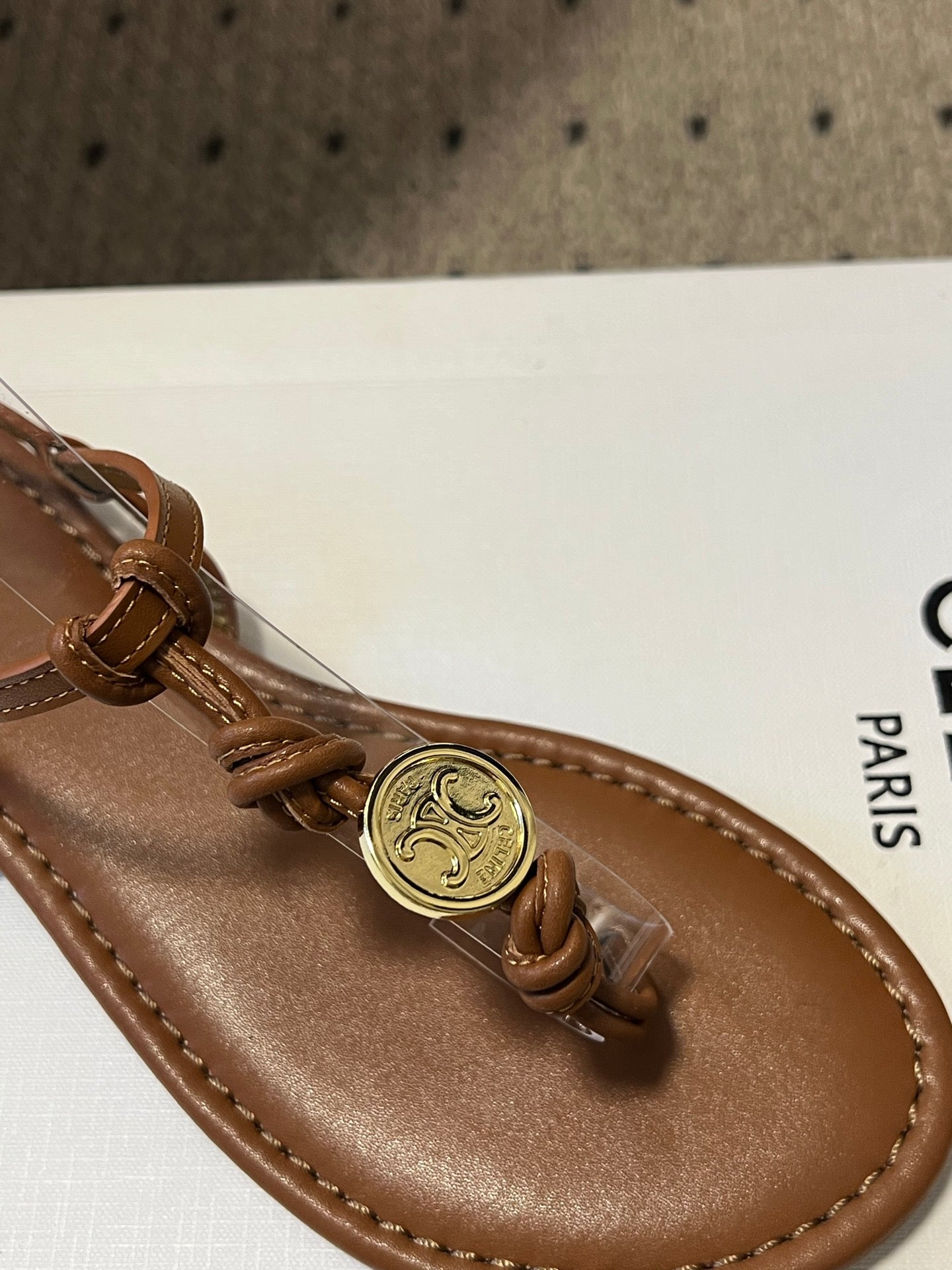 Celine 26ss Penny Thong Flat Sandals Goatskin Leather