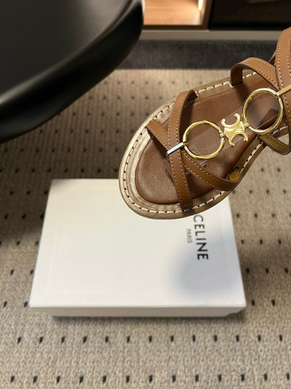 Celine 26ss Lympia Strappy Sandals Calfskin Leather