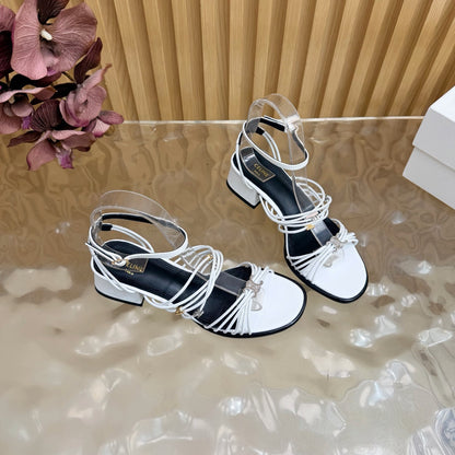 CE Clémence Triomphe Heeled Sandals White Leather 949367