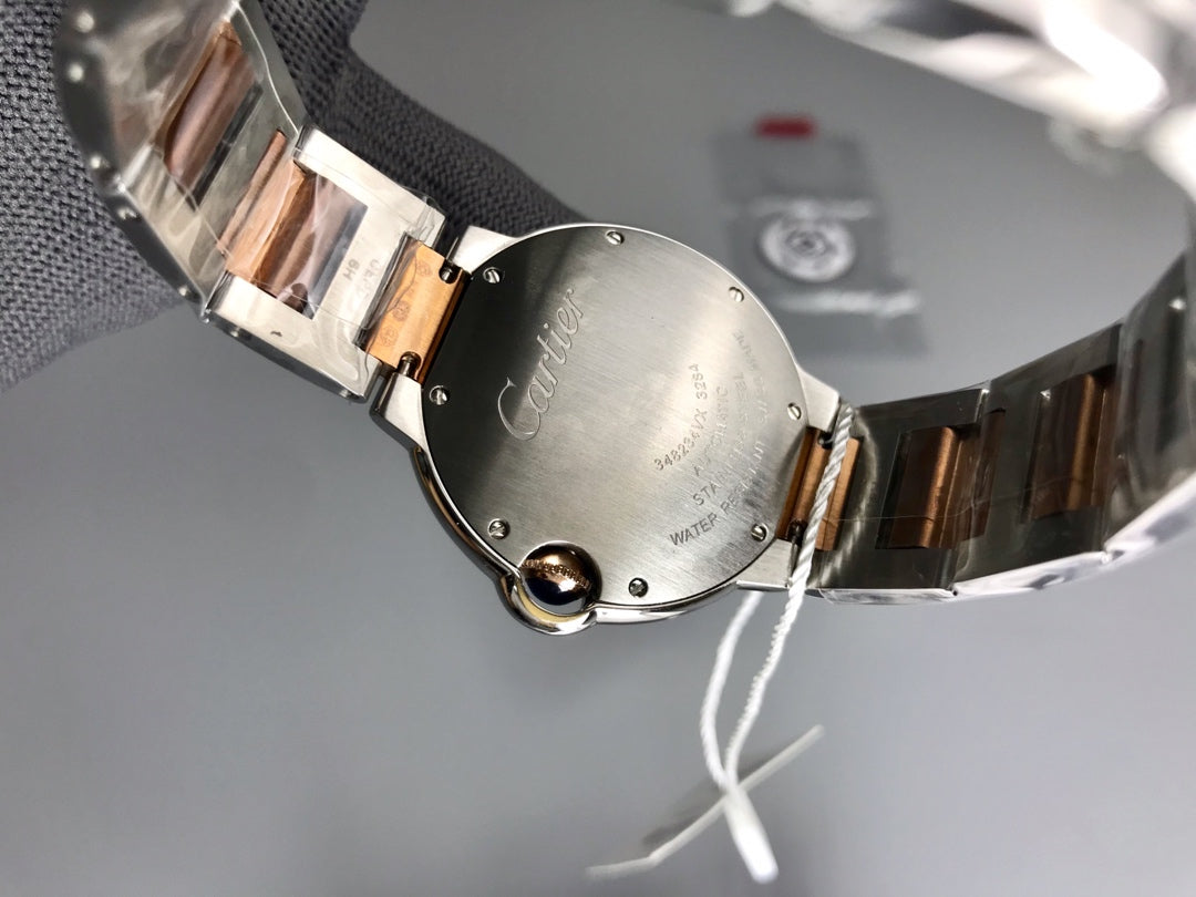 Cartier Balloon 36mm Silver Pink Gold Stainless Steel