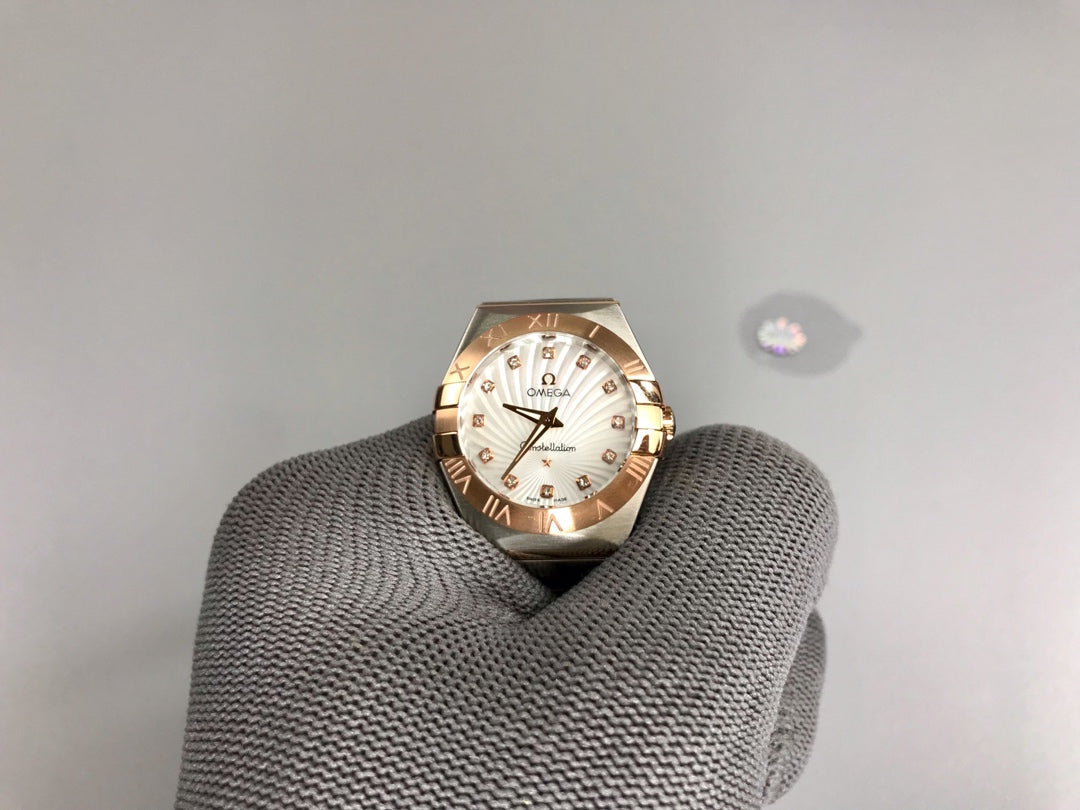 Omega Constellation 27mm Silver Pink Gold White Dial