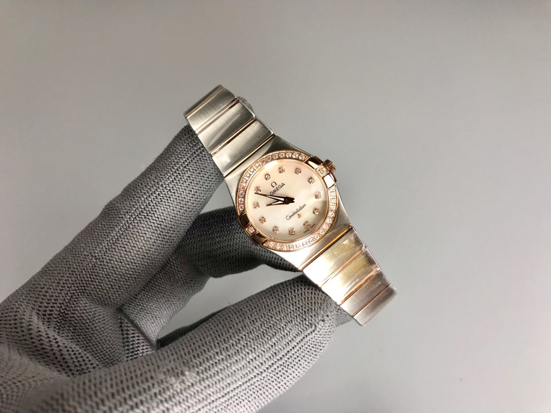 Omega Constellation 27mm Diamond Silver Pink Gold