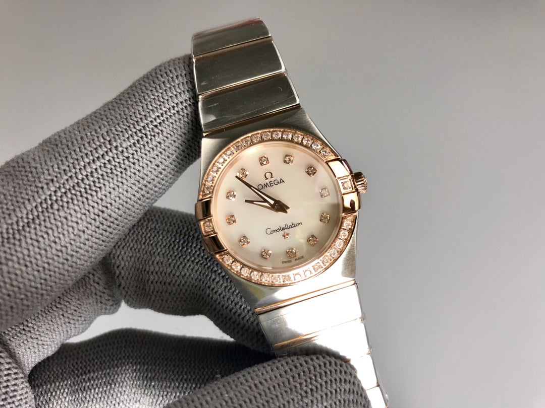 Omega Constellation 27mm Diamond Silver Pink Gold