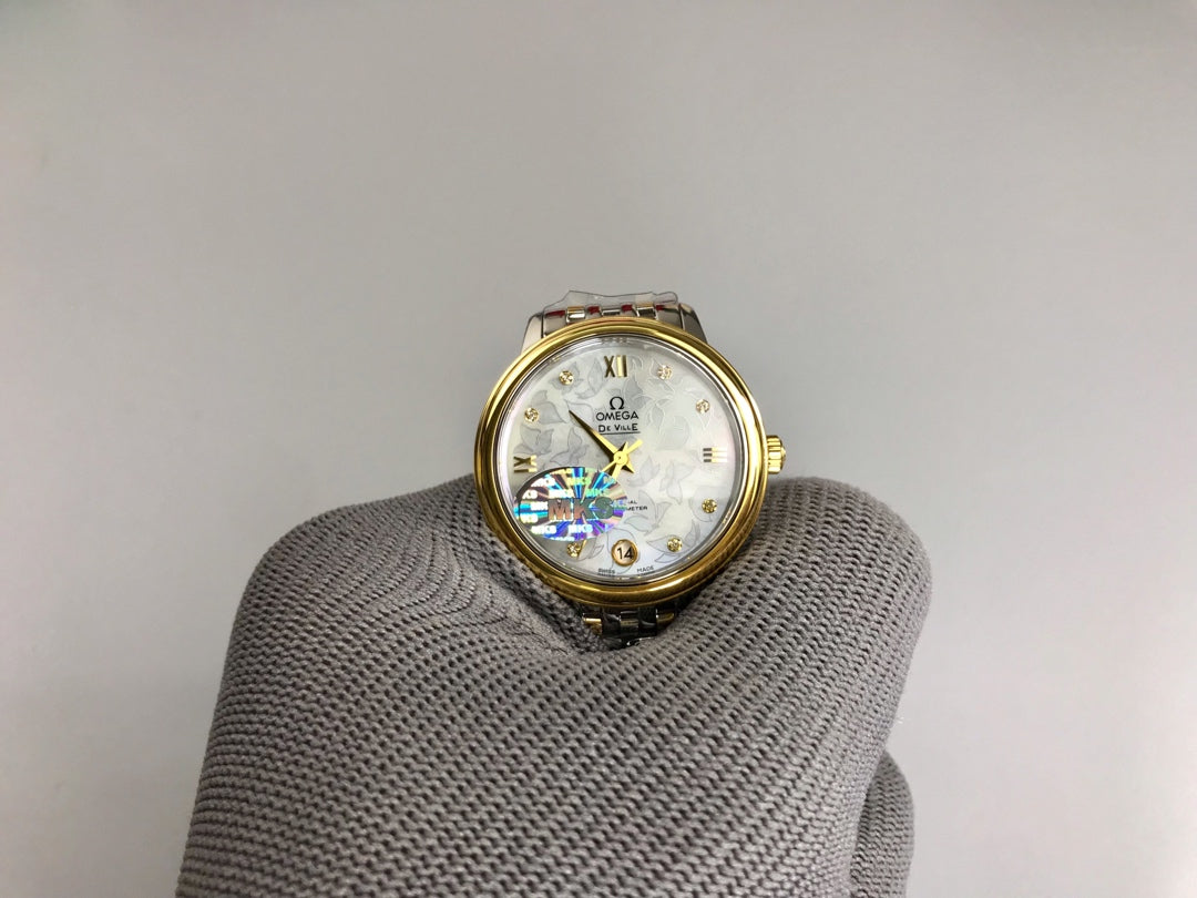 Omega De Ville 32.7mm Silver Gold White Dial