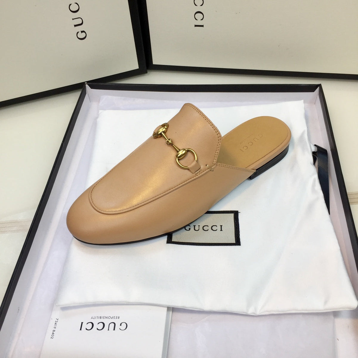 GG SLIPPER PRINCETOWN BEIGE CALFSKIN