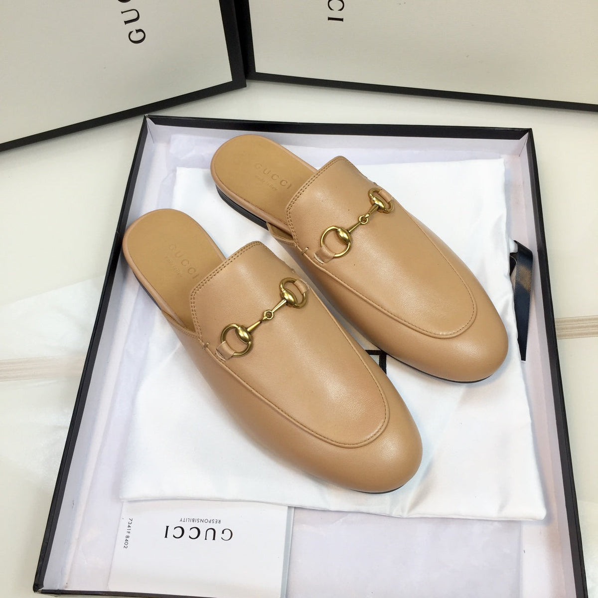 GG SLIPPER PRINCETOWN BEIGE CALFSKIN