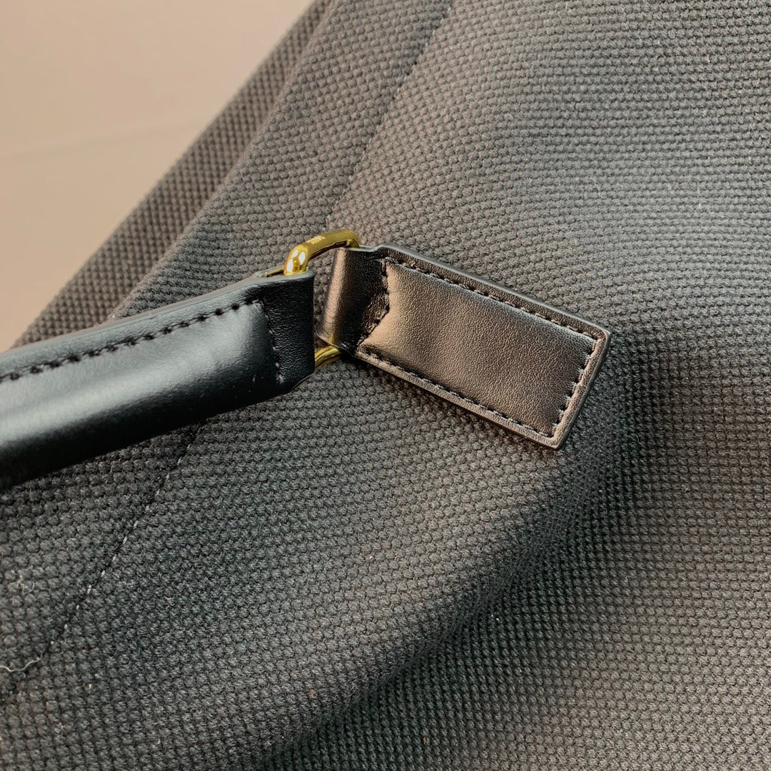 Celine Cabas Tote Black Canvas 142092