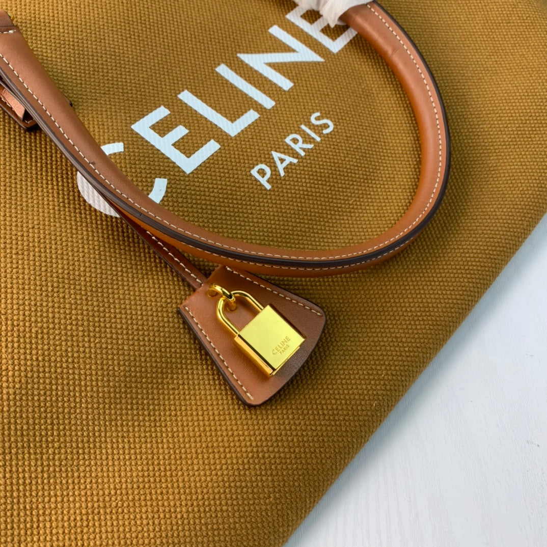 Celine Cabas Tote Brown Canvas 142093