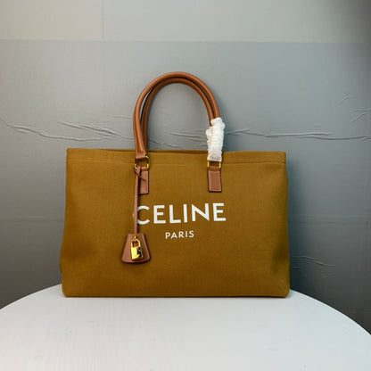 Celine Cabas Tote Brown Canvas 142093