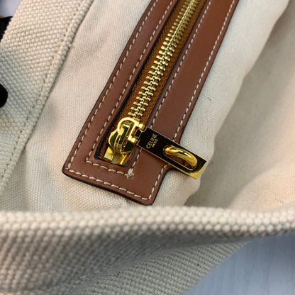 Celine Cabas Tote Cream Canvas 142094