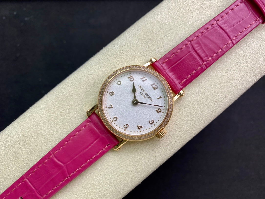 PATEK Calatrava 34.6mm Gold White Dial Leather