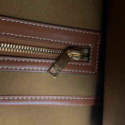 Celine Horizontal Cabas Bag Triomphe Black Brown Canvas & Calfskin