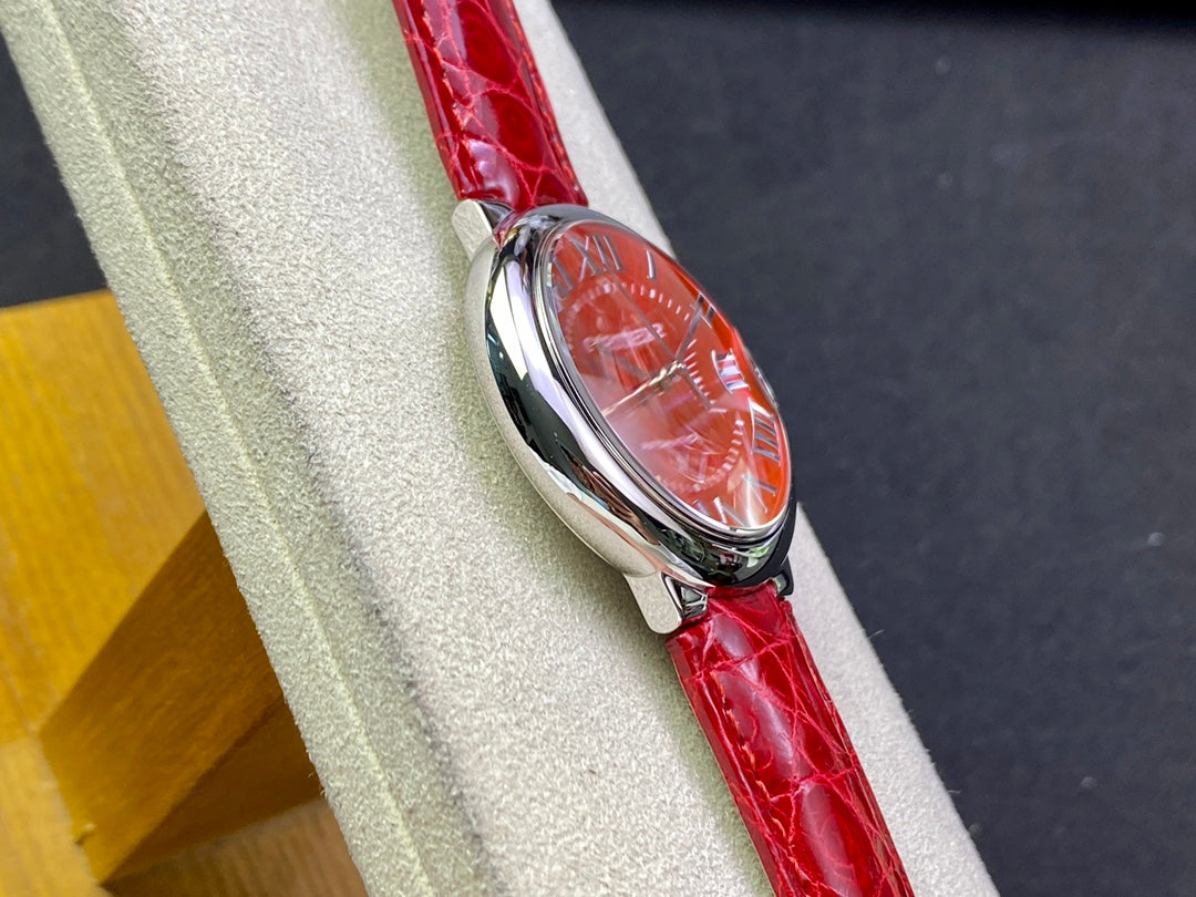 Cartier Balloon 36mm Silver Red Dial