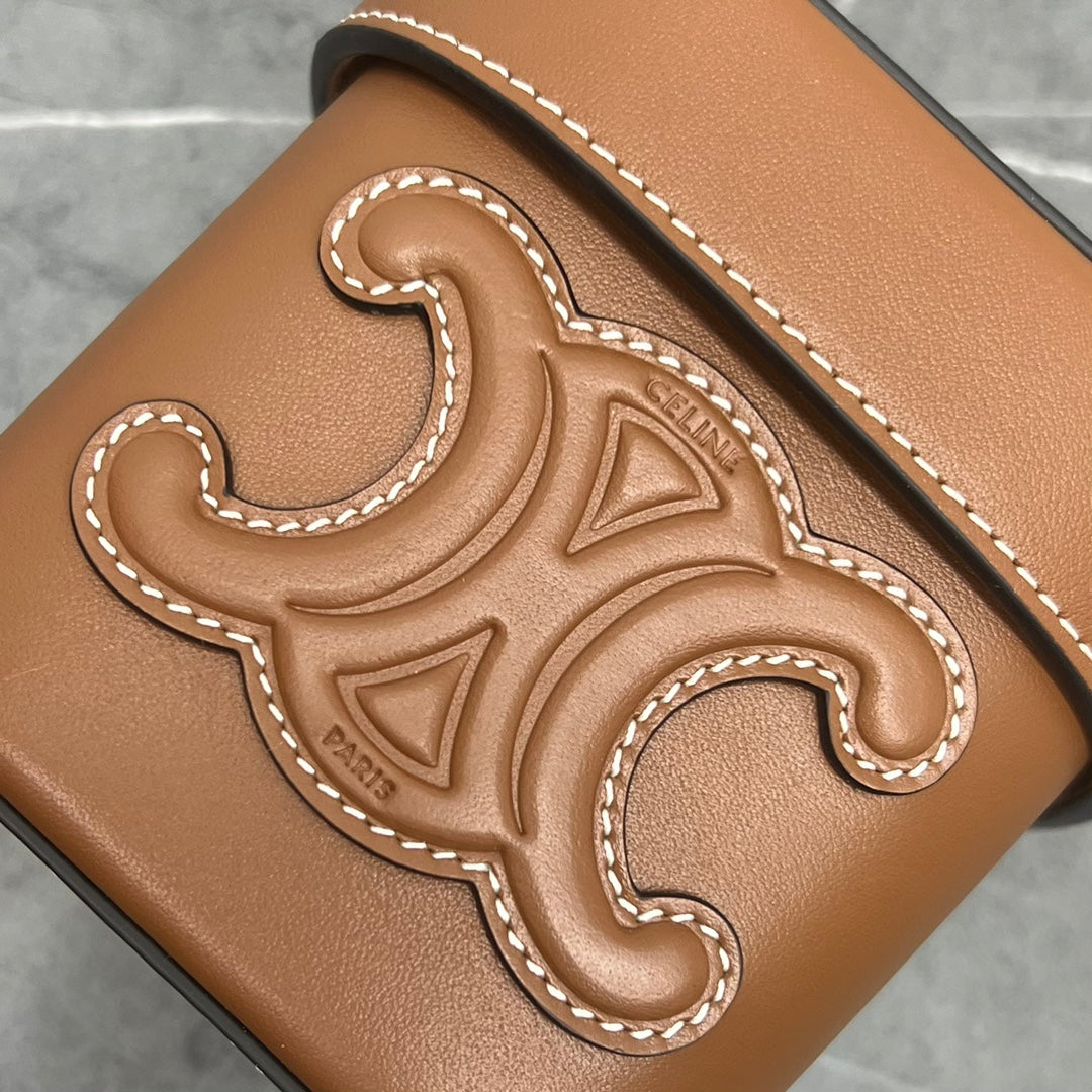 Celine Small Box Cuir Triomphe Bag Brown Calfskin