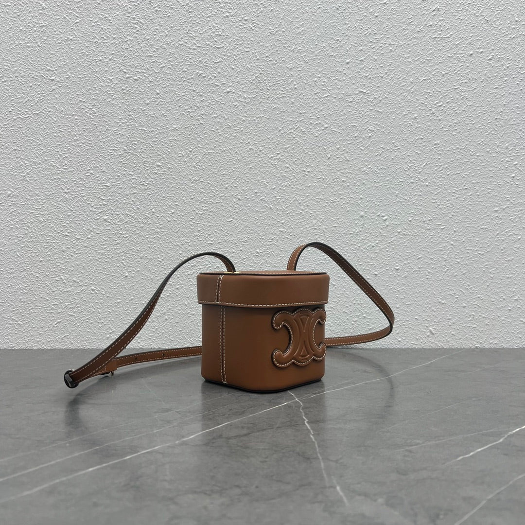 Celine Small Box Cuir Triomphe Bag Brown Calfskin
