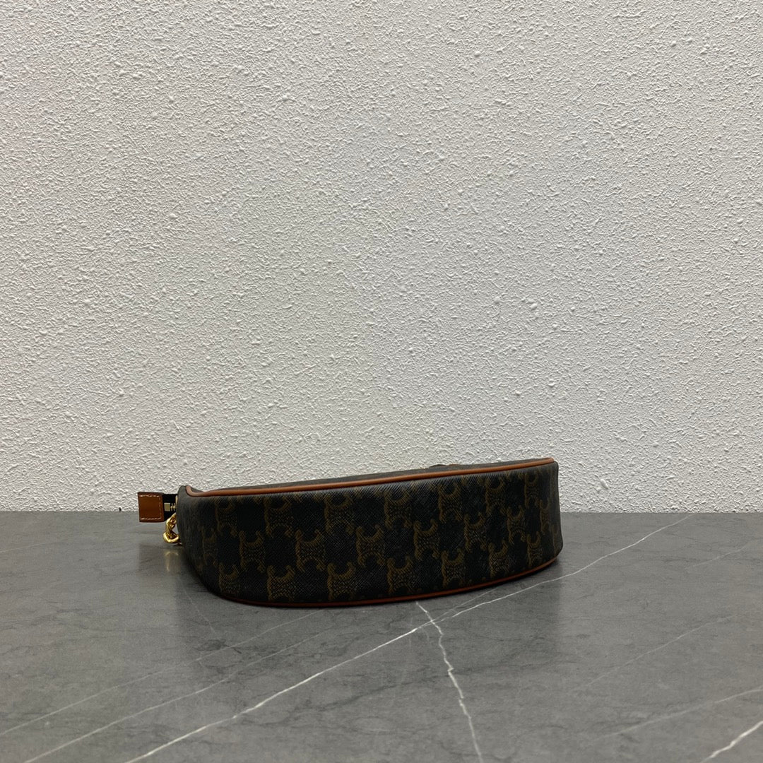 Celine Ava Bag Triomphe Black Brown Canvas & Calfskin