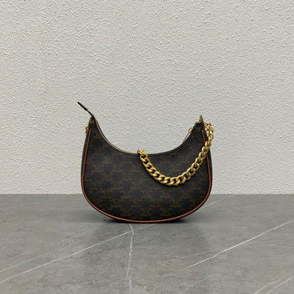 Celine Ava Bag Triomphe Black Brown Canvas & Calfskin