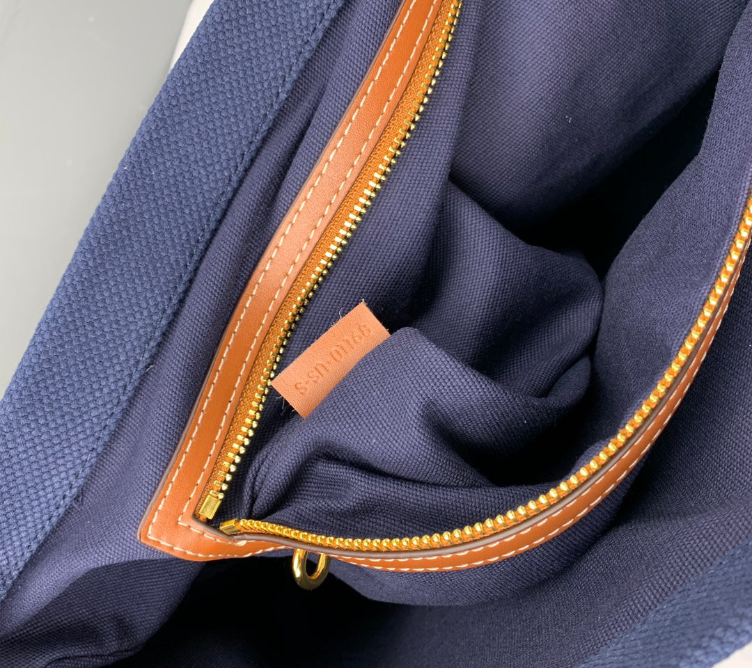 Celine Cabas Tote Navy Blue Canvas