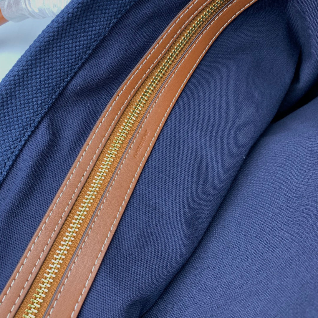 Celine Cabas Tote Navy Blue Canvas