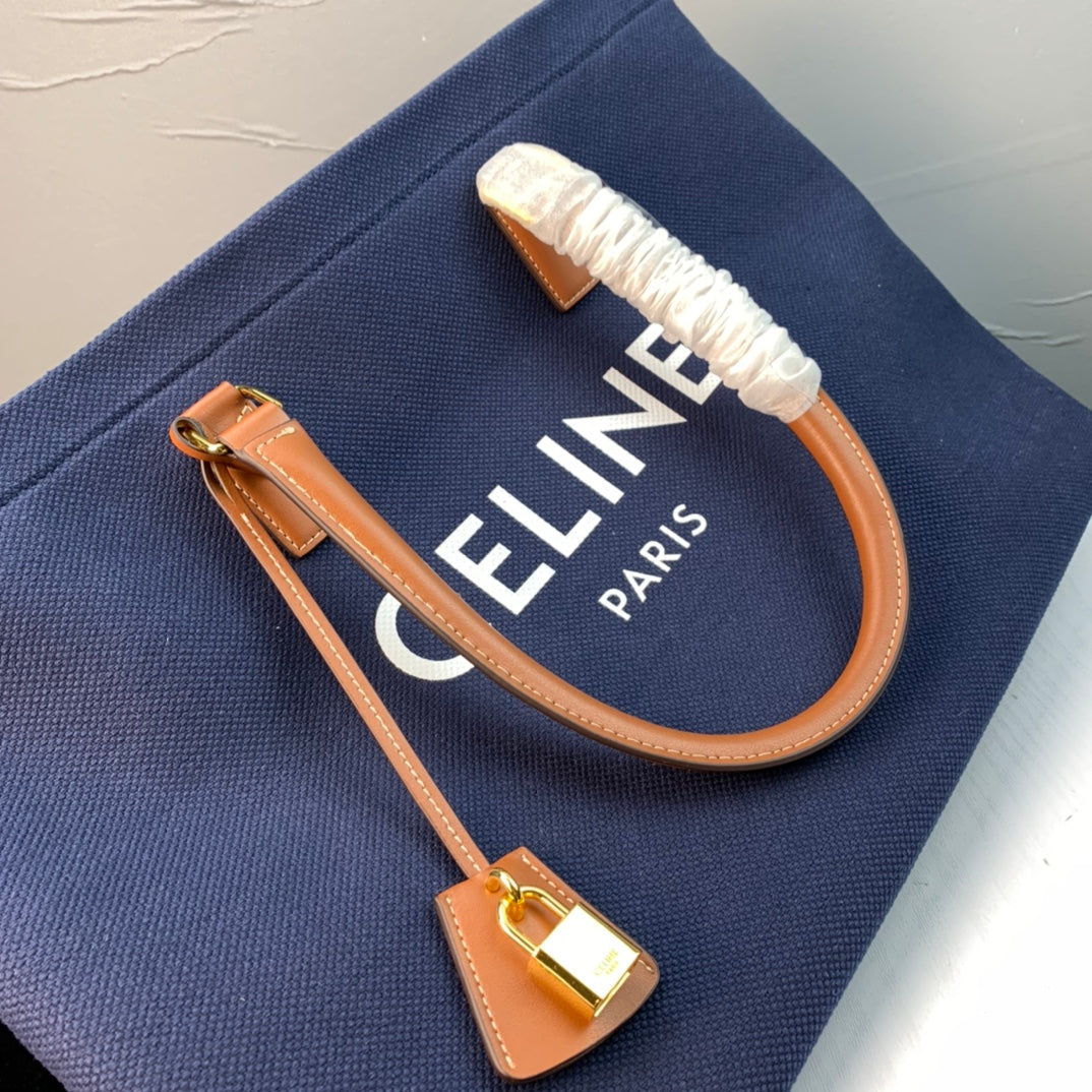Celine Cabas Tote Navy Blue Canvas
