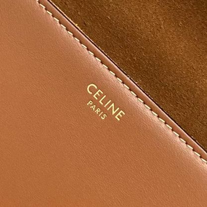 Celine Besace Cuir Bag Triomphe Brown Calfskin