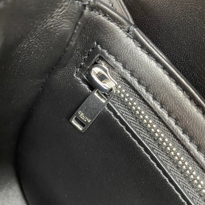 Celine Chain Besace Clea Bag Triomphe Black Calfskin SHW