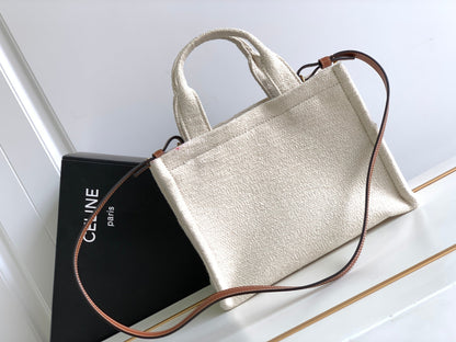 small cabas thais 26 white textile black logo