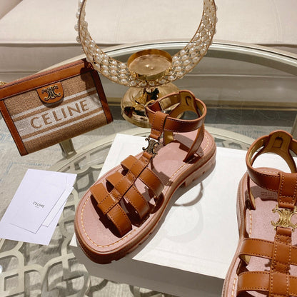 CL Clea Triomphe Gladiator Sandal 40mm Tan Calfskin 600377