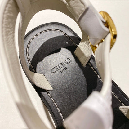 CL Clea Triomphe Gladiator Sandal 40mm White Black Calfskin 600371