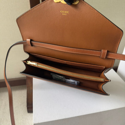 Celine Enveloppe Bag Brown Black Triomphe Canvas