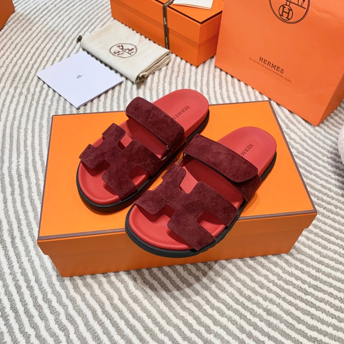 HM Chypre Sandal Burgundy Mix Red Rose Suede 963238