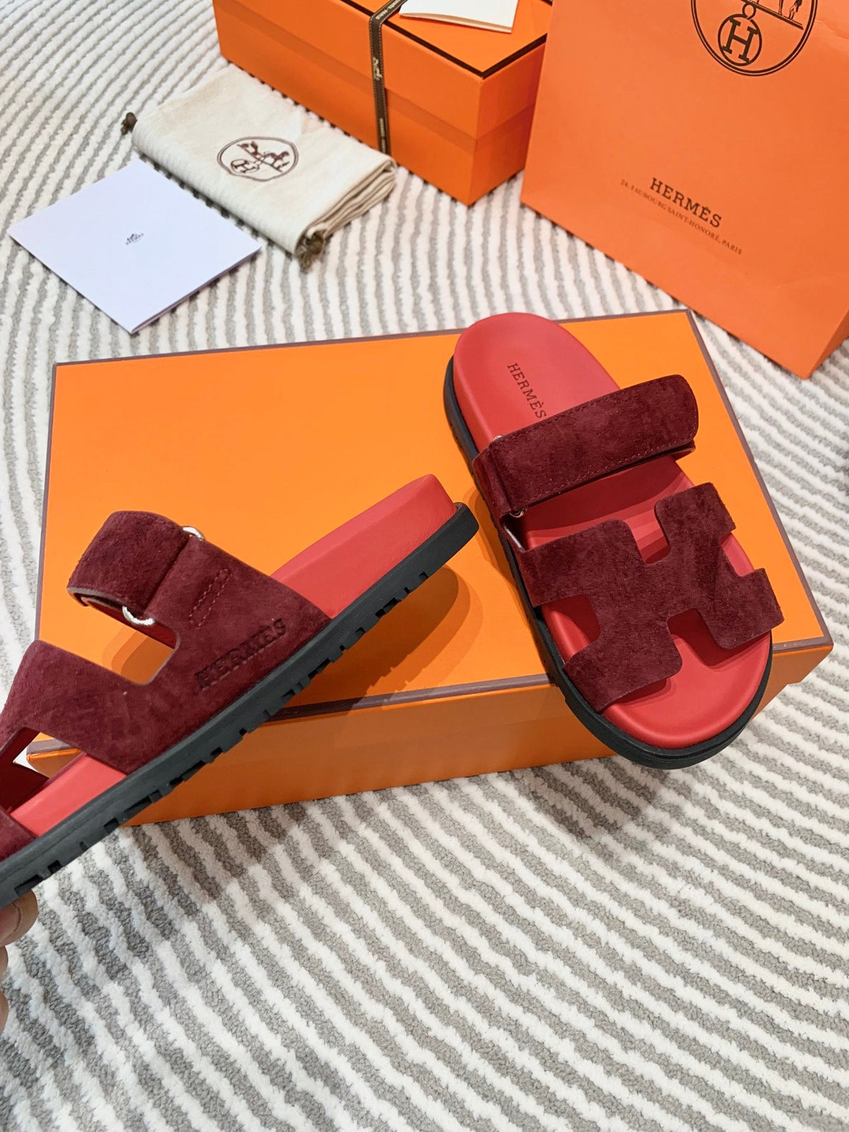 HM Chypre Sandal Burgundy Mix Red Rose Suede 963238
