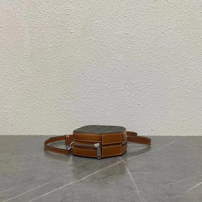 Celine Cube Box Bag Triomphe Black Brown Canvas & Calfskin