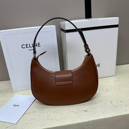 Celine Medium Ava Triomphe Shoulder Bag Brown Smooth Calfskin