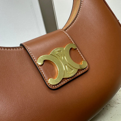 Celine Medium Ava Triomphe Shoulder Bag Brown Smooth Calfskin