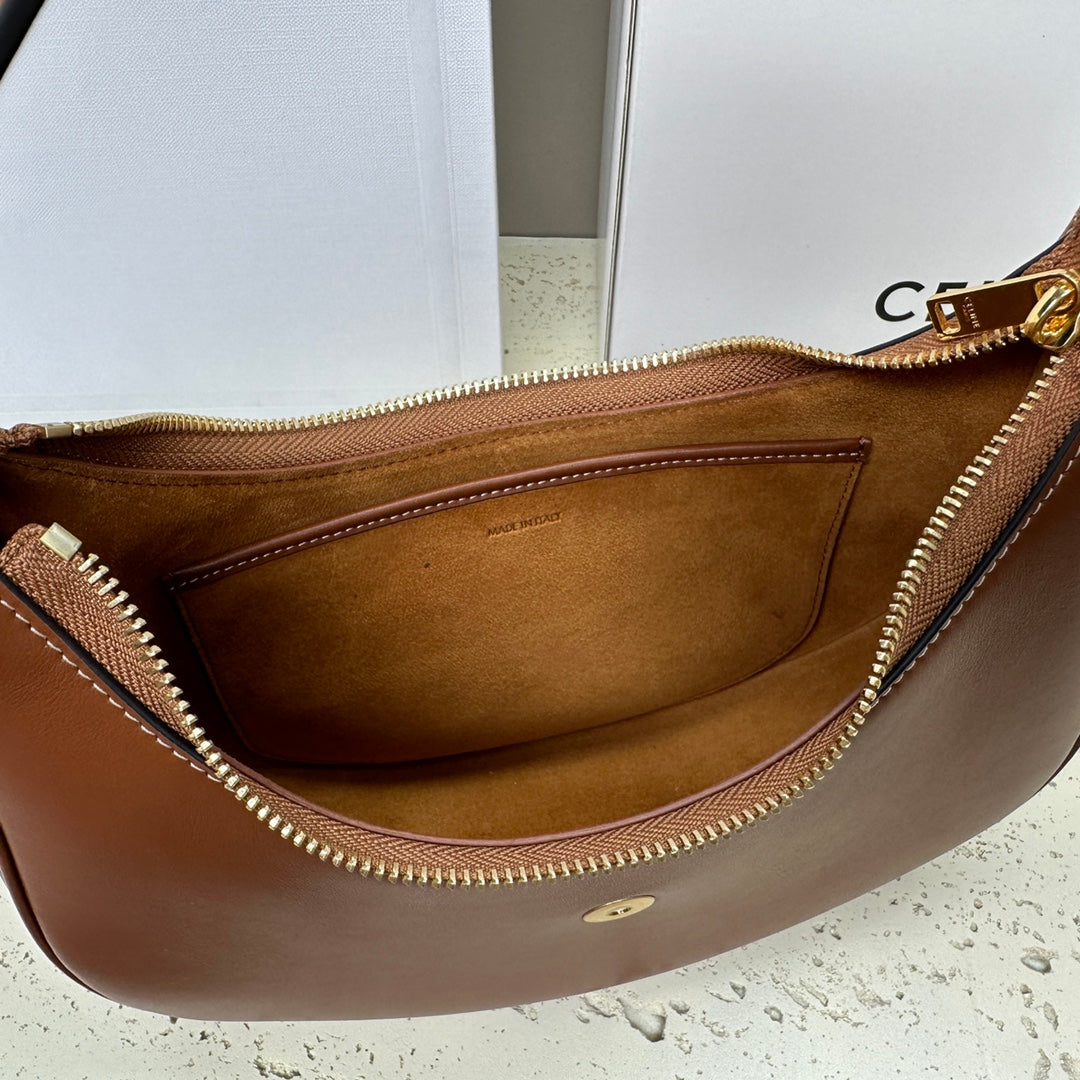 Celine Medium Ava Triomphe Shoulder Bag Brown Smooth Calfskin