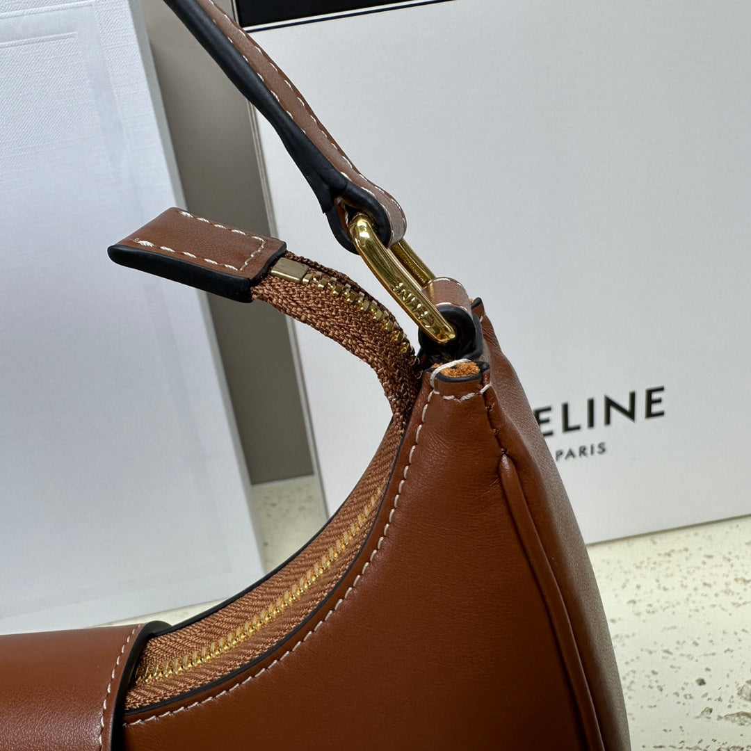 Celine Medium Ava Triomphe Shoulder Bag Brown Smooth Calfskin