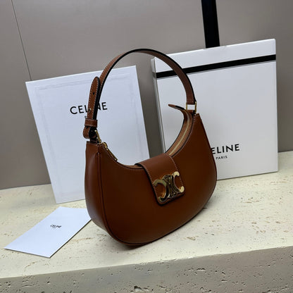 Celine Medium Ava Triomphe Shoulder Bag Brown Smooth Calfskin