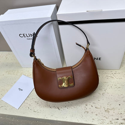 Celine Medium Ava Triomphe Shoulder Bag Brown Smooth Calfskin
