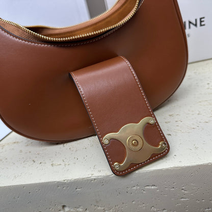 Celine Medium Ava Triomphe Shoulder Bag Brown Smooth Calfskin